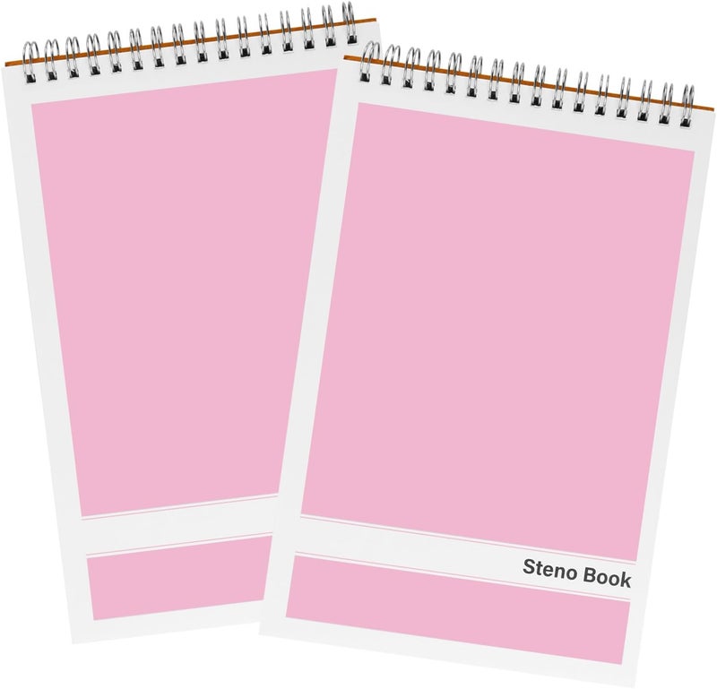 Duxesuk Steno Pads – 6x9 Inches 80 Sheets Steno Notebooks for Writing Notes in School, University, College & Office (2PCS Pink) - Image 1